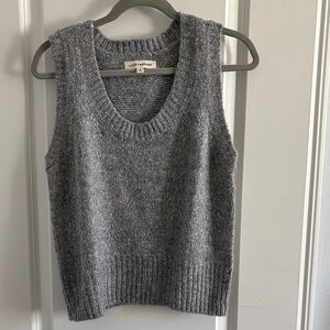 Lucky Brand Charcoal Knit Sweater Vest with Silver Thread